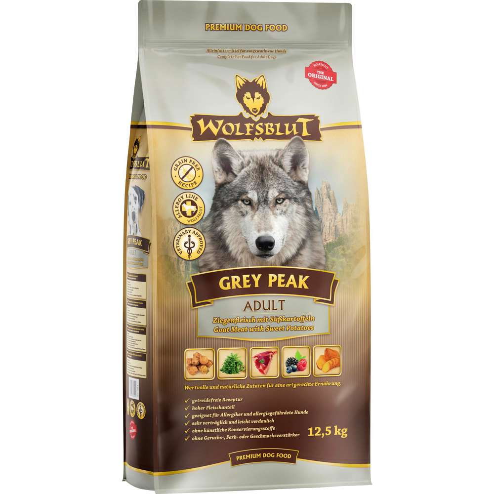 Produktabbildung Wolfsblut Hunde-Trockenfutter Grey Peak Adult, Ziegenfleisch/Süßkartoffel