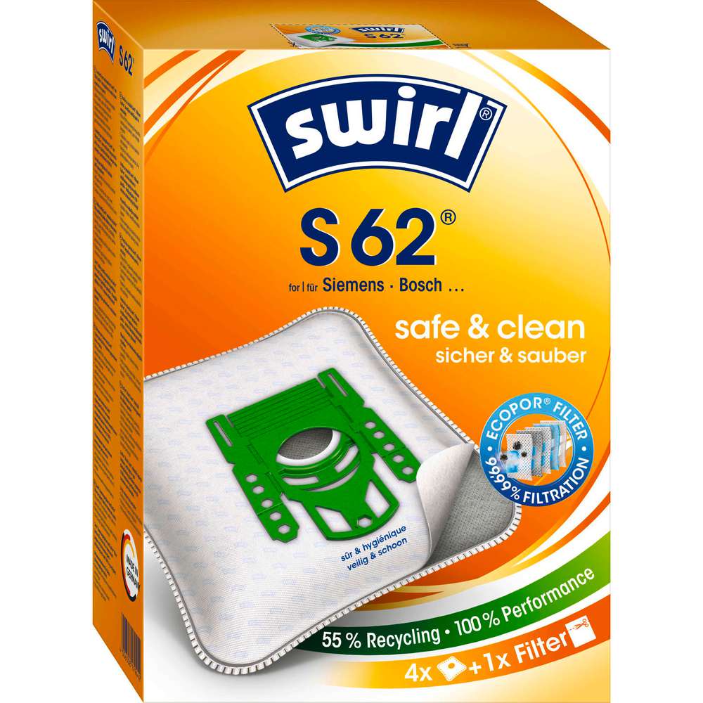 Produktabbildung Swirl Staubsauger-Beutel, S 62 Pure Air