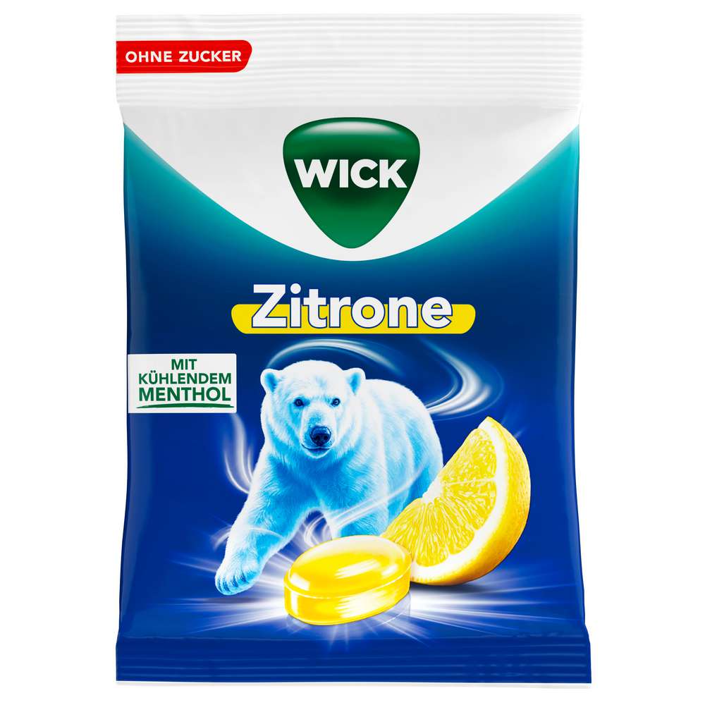 Produktabbildung Wick Bonbons Zitrone-Menthol, ohne Zucker