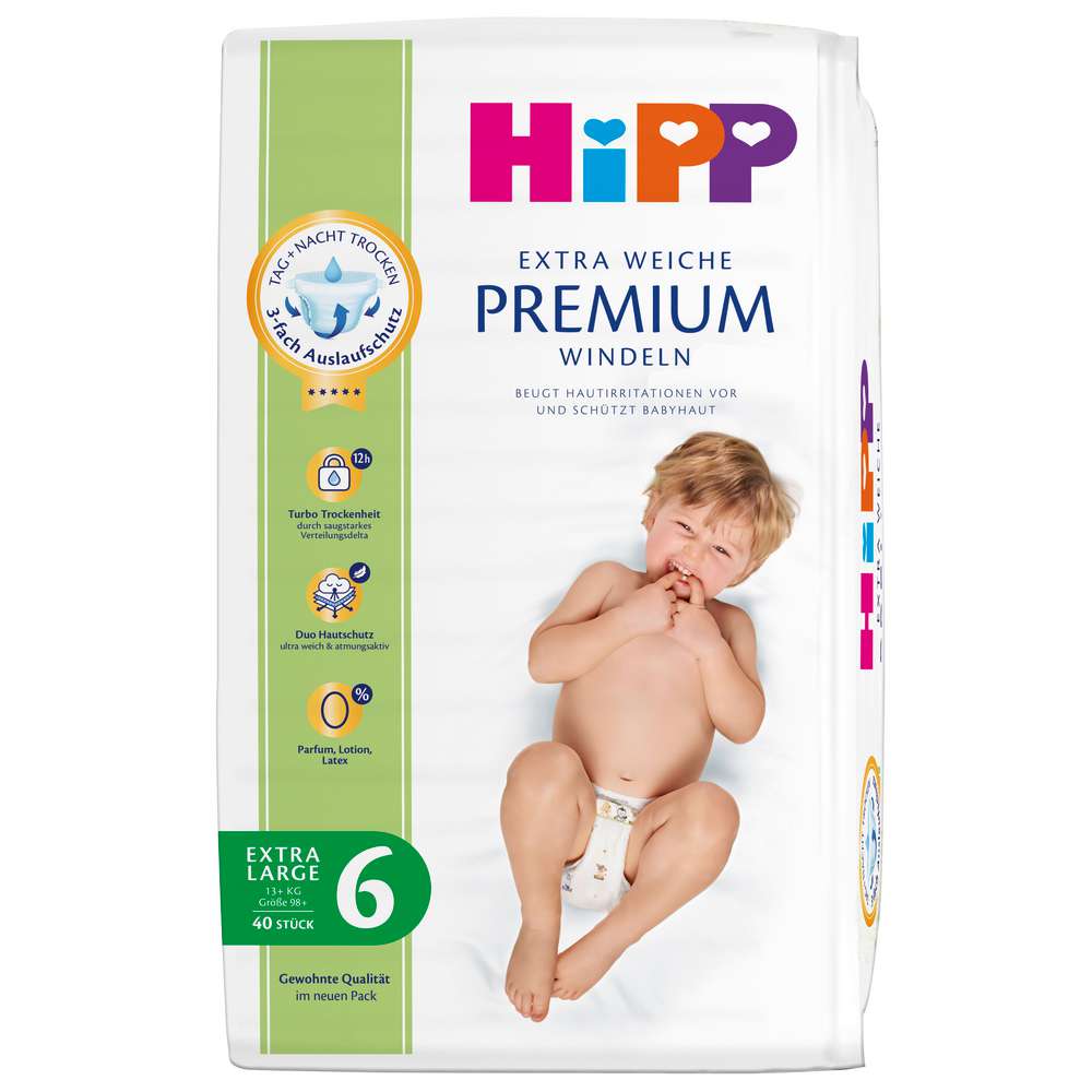 Produktabbildung Hipp Babysanft Windeln Gr. 6 extra Large, 13+ kg