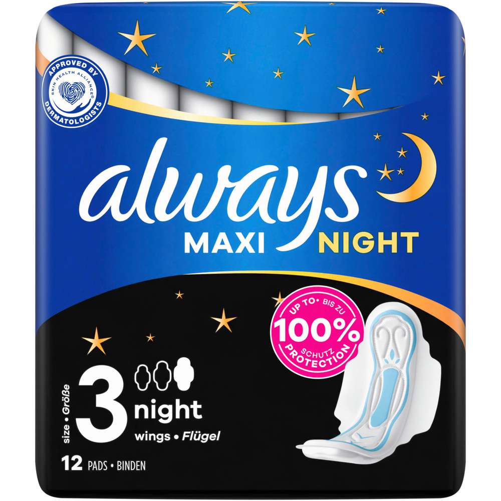Produktabbildung Always Binden Maxi Night 3, mit Flügel
