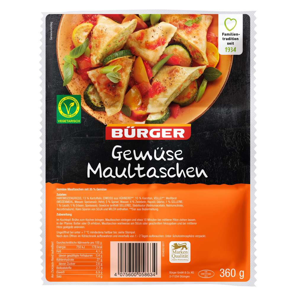 Produktabbildung Bürger Gemüse-Maultaschen