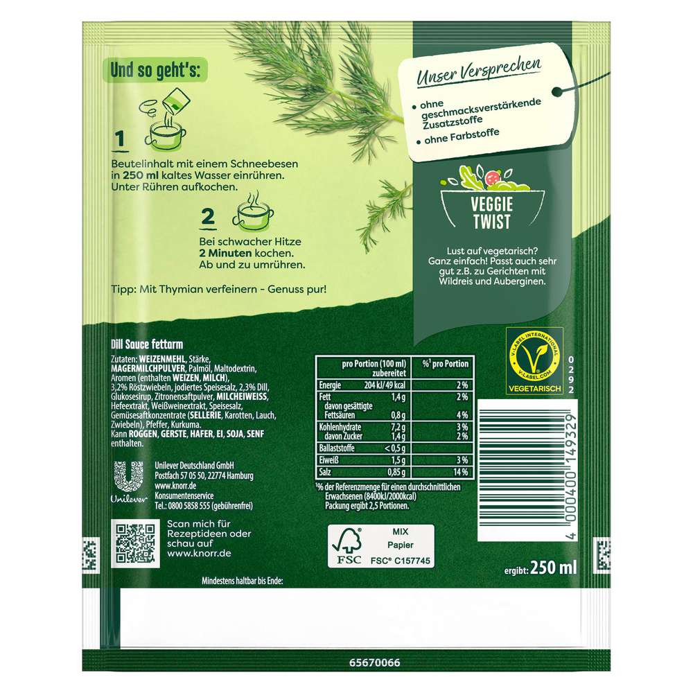Produktabbildung Knorr Feinschmecker Dill Sauce, fettarm