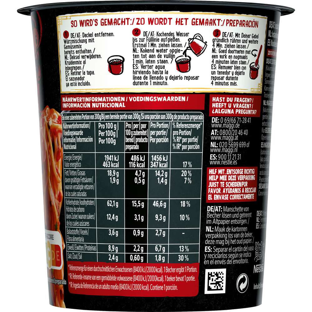 Produktabbildung Maggi Fertiggericht Magic Asia, Saucy Noodles, Sweet Chili