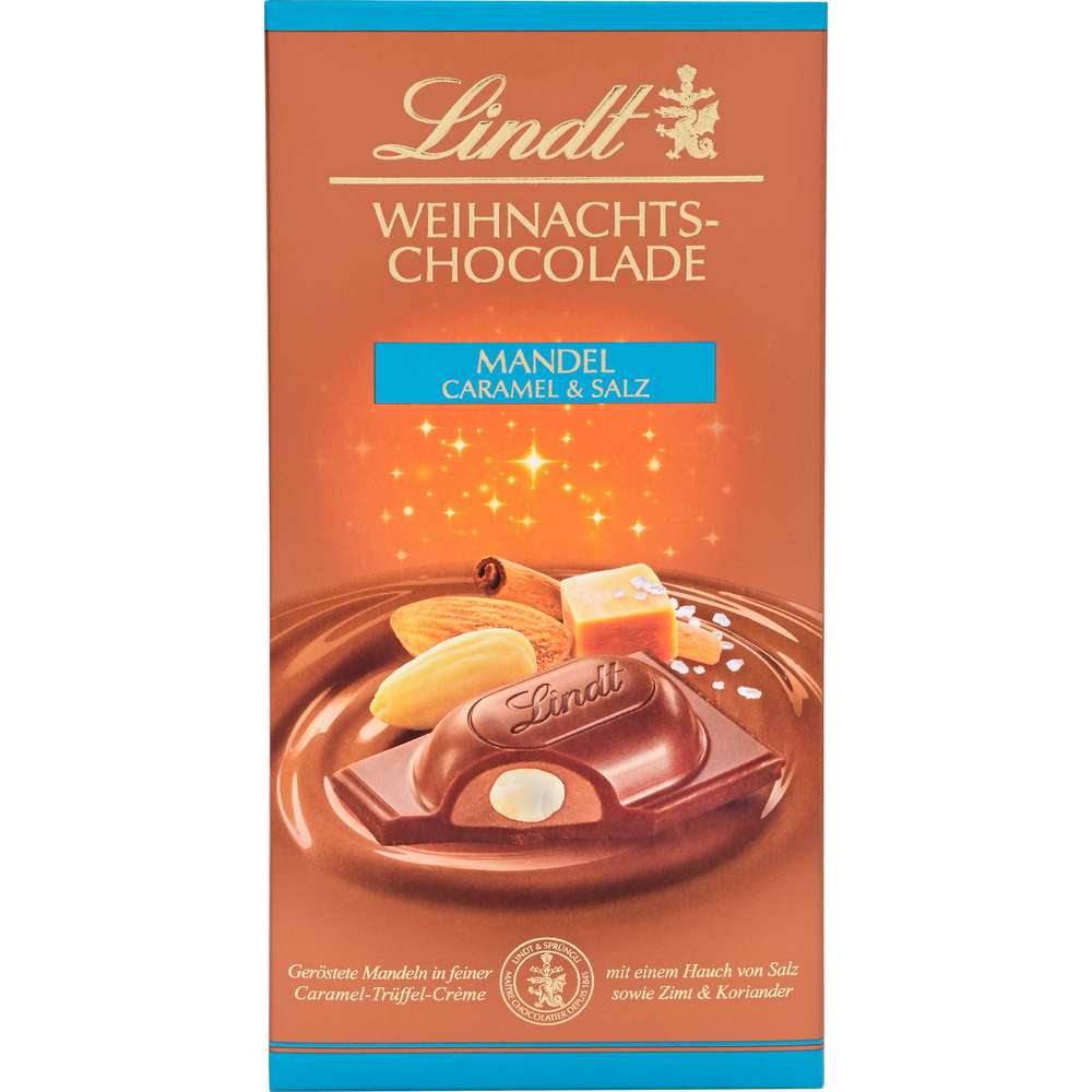 Produktabbildung Lindt Weihnachtschokolade, Mandel, Caramel & Salz