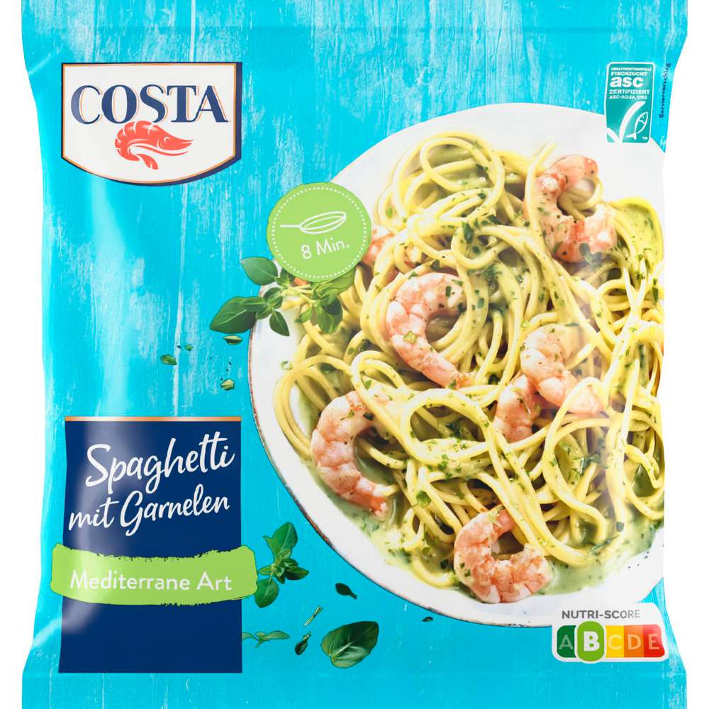 Produktabbildung Costa Spaghetti mit Garnelen mediterrane Art, tiefgekühlt