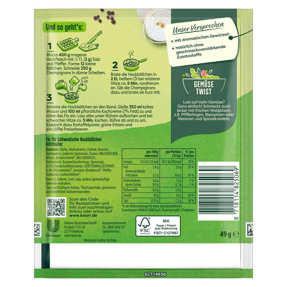 Produktabbildung Knorr Fix Würzmischung Schwedische Hackbällchen Köttbullar