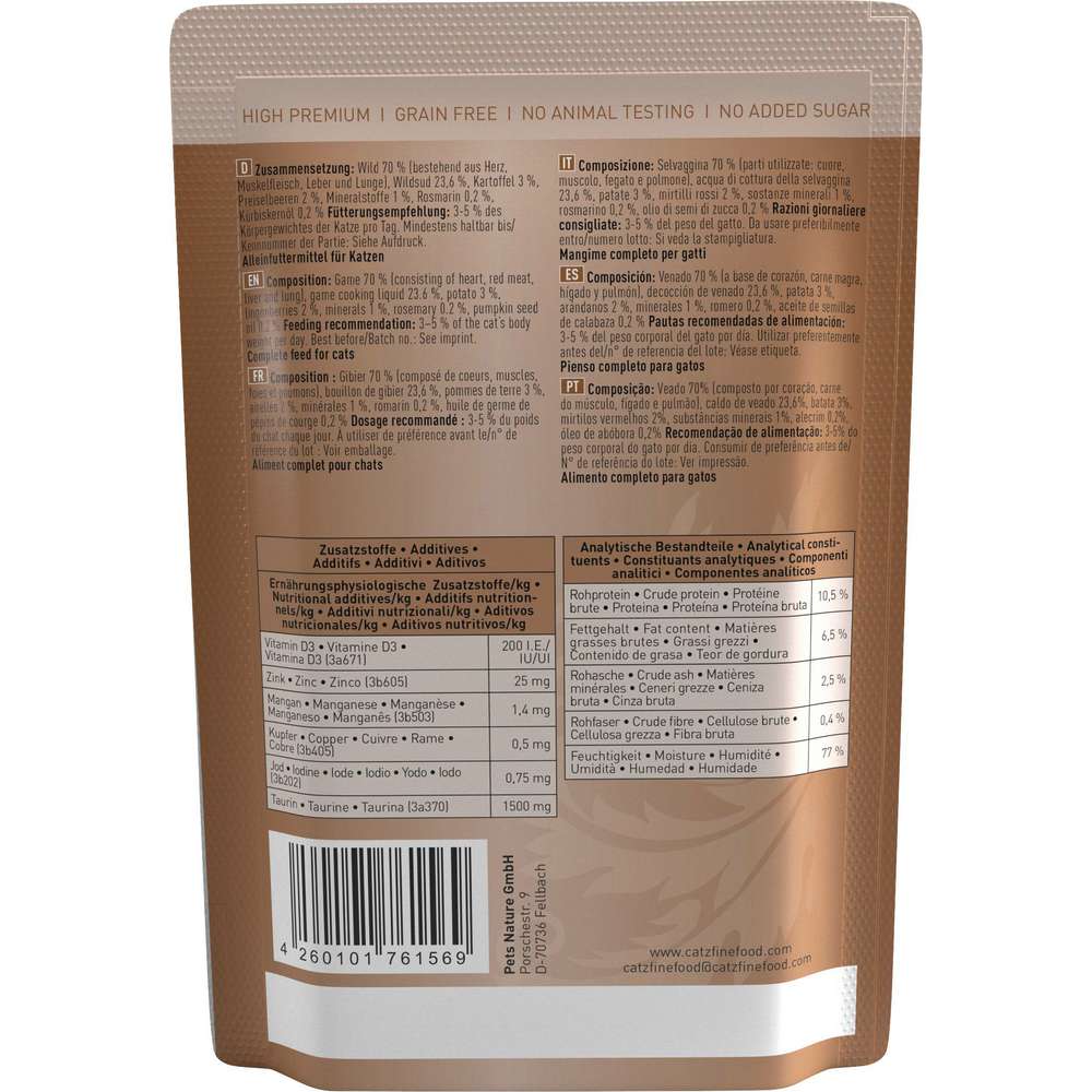Produktabbildung catz finefood Katzen-Nassfutter N° 9, Wild