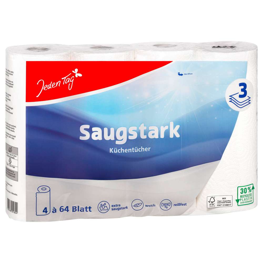 Produktabbildung Jeden Tag Küchentücher 4 x 64 Blatt