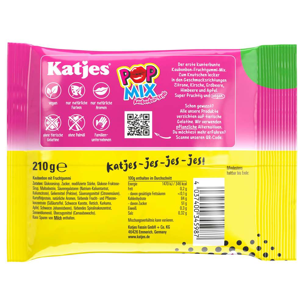 Produktabbildung Katjes Fruchtgummi, Pop Mix, Vegan