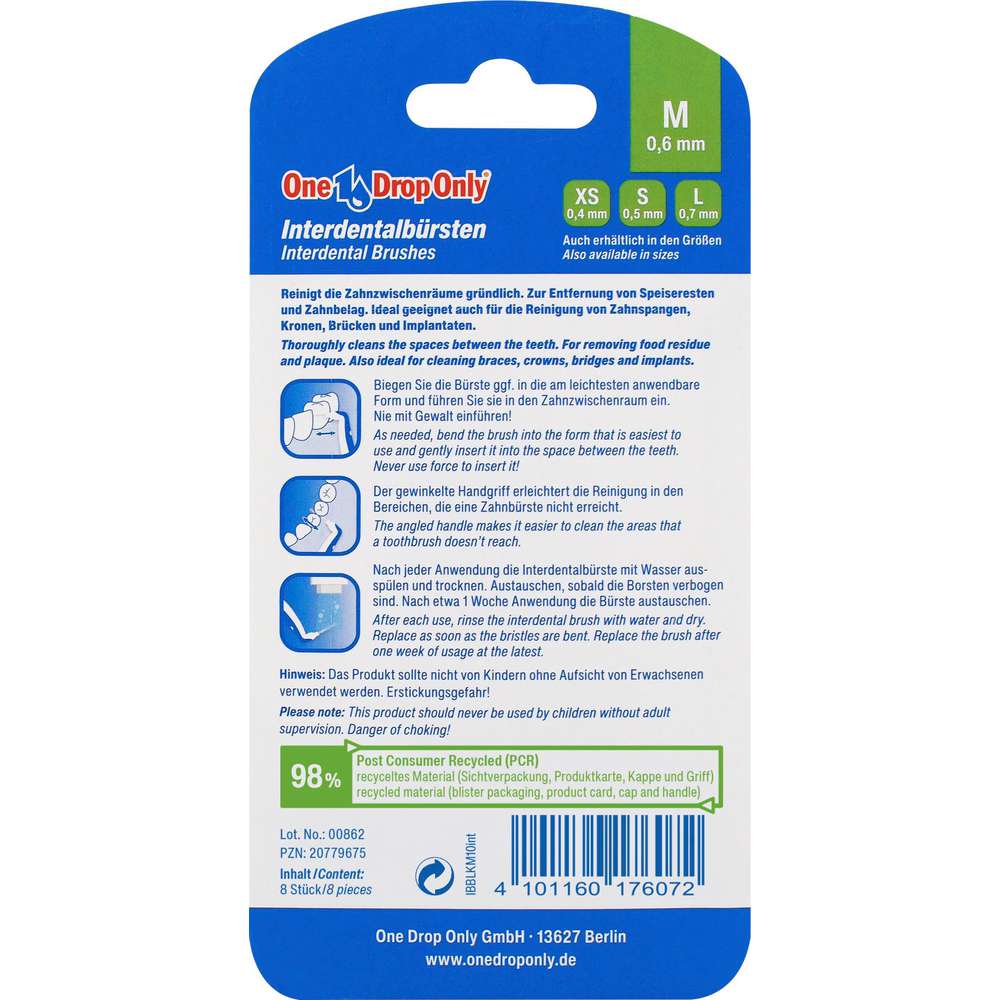 Produktabbildung One Drop Only Interdentalbürste M/Blau