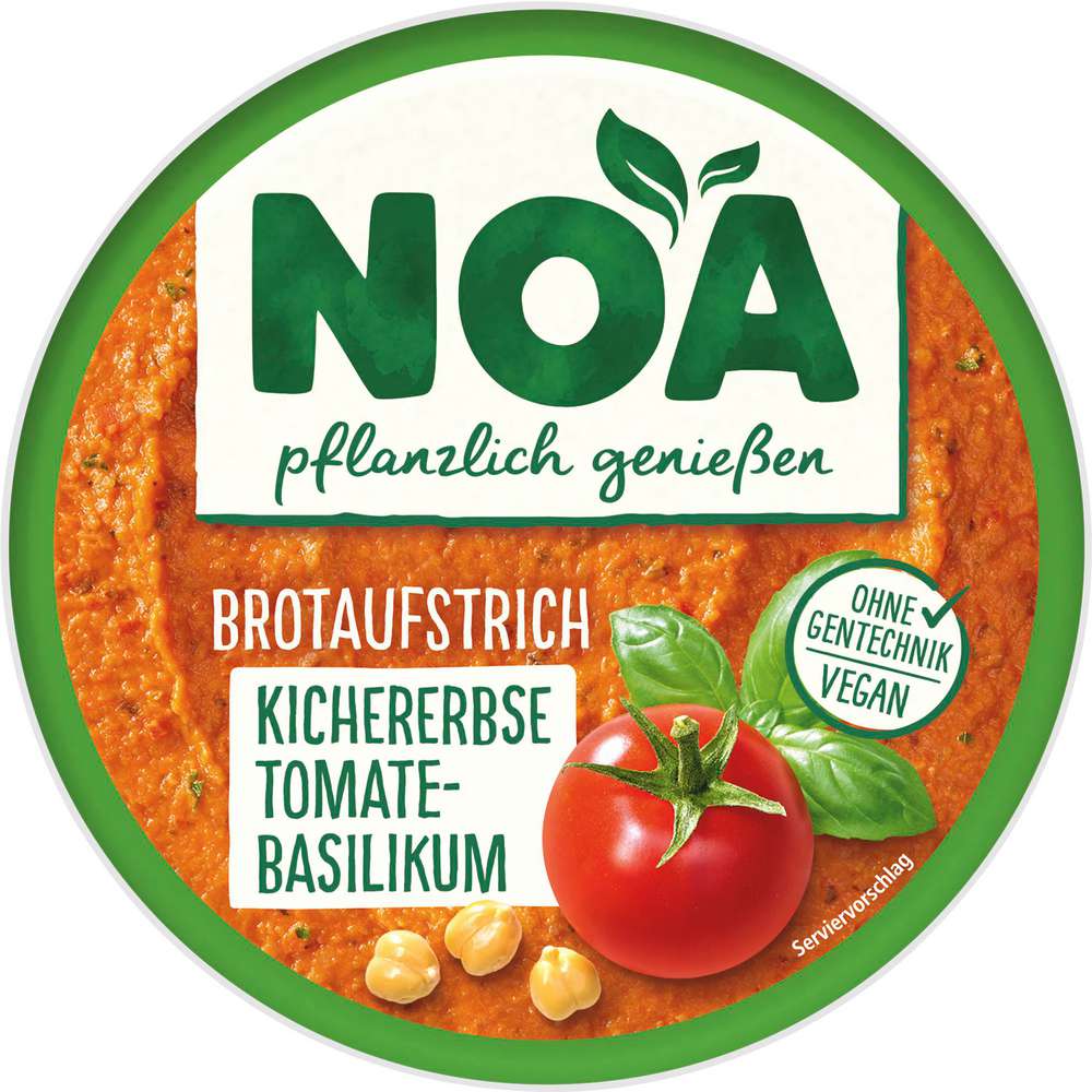 Produktabbildung Noa Brotaufstrich, Kichererbse-Tomate-Basilikum