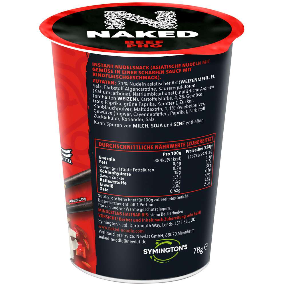 Produktabbildung Naked Thailändische Nudeln, Beef Pho