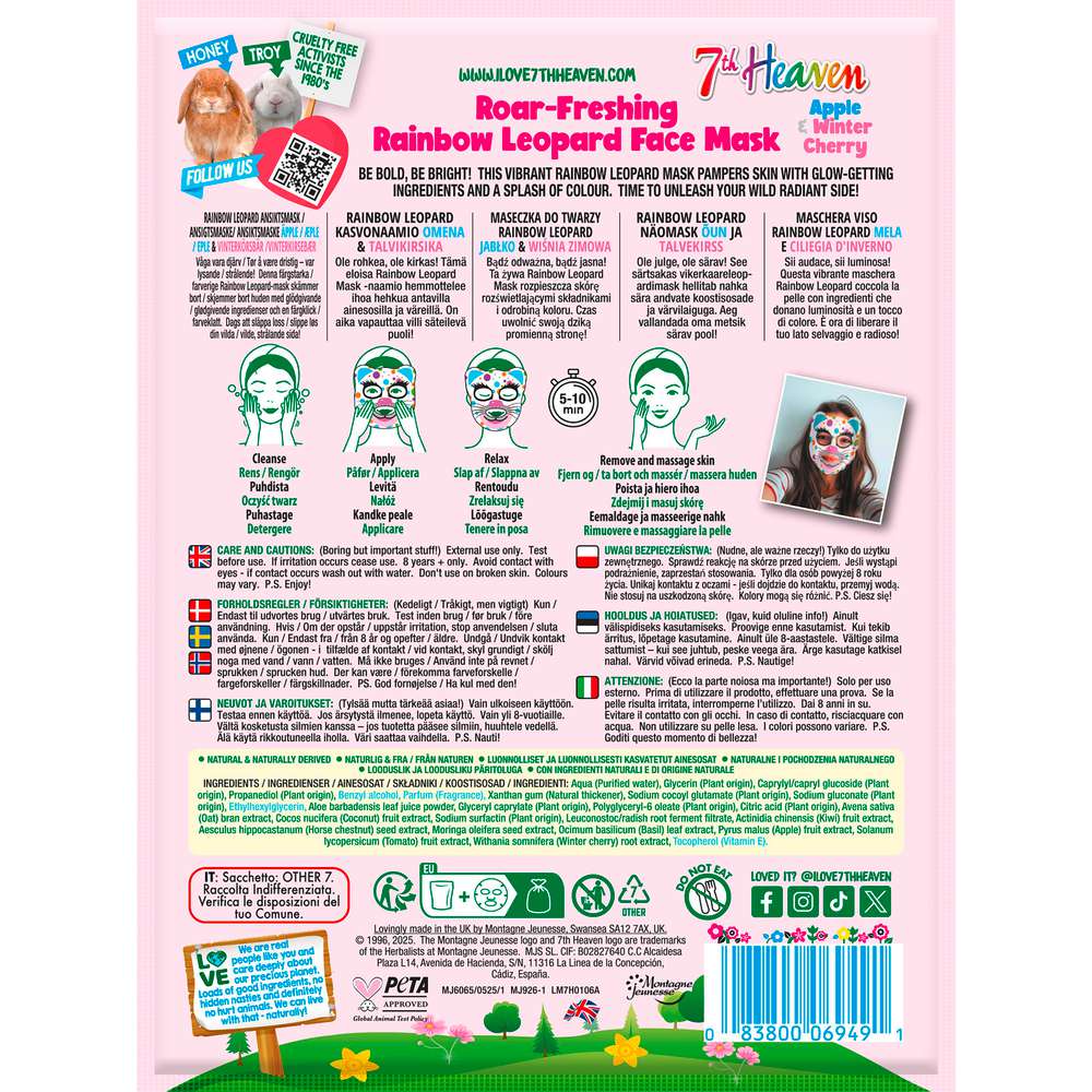 Produktabbildung 7th Heaven Tuchmaske, Regenbogen Leopard