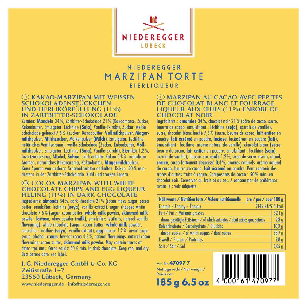 Produktabbildung Niederegger Marzipan-Torte Eierlikör, tiefgekühlt