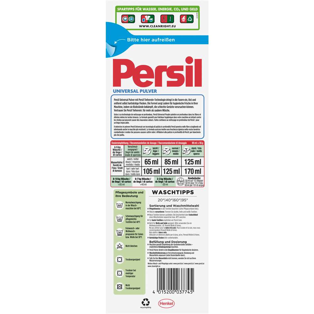 Produktabbildung Persil Universal-Waschmittel, Pulver, Tiefenrein Morgenfrische