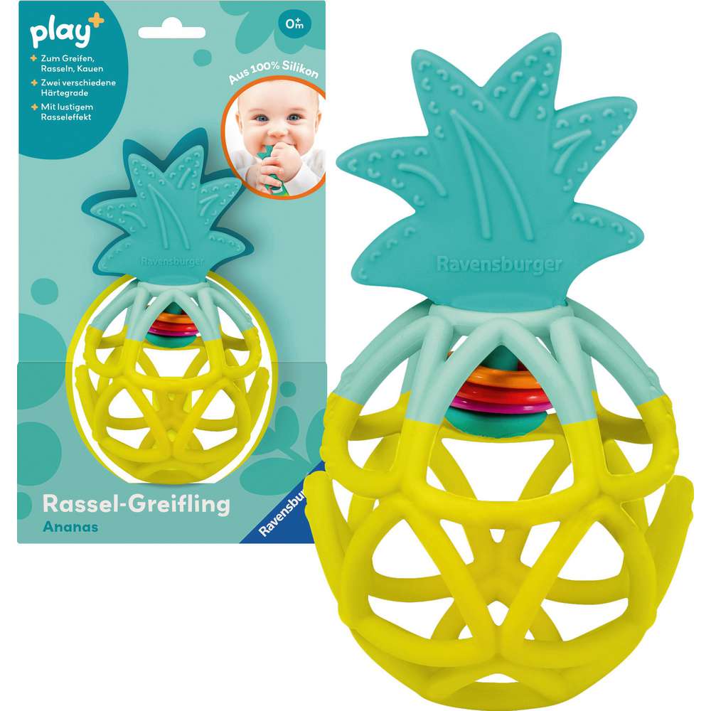 Produktabbildung play+ Rassel-Greifling, Ananas