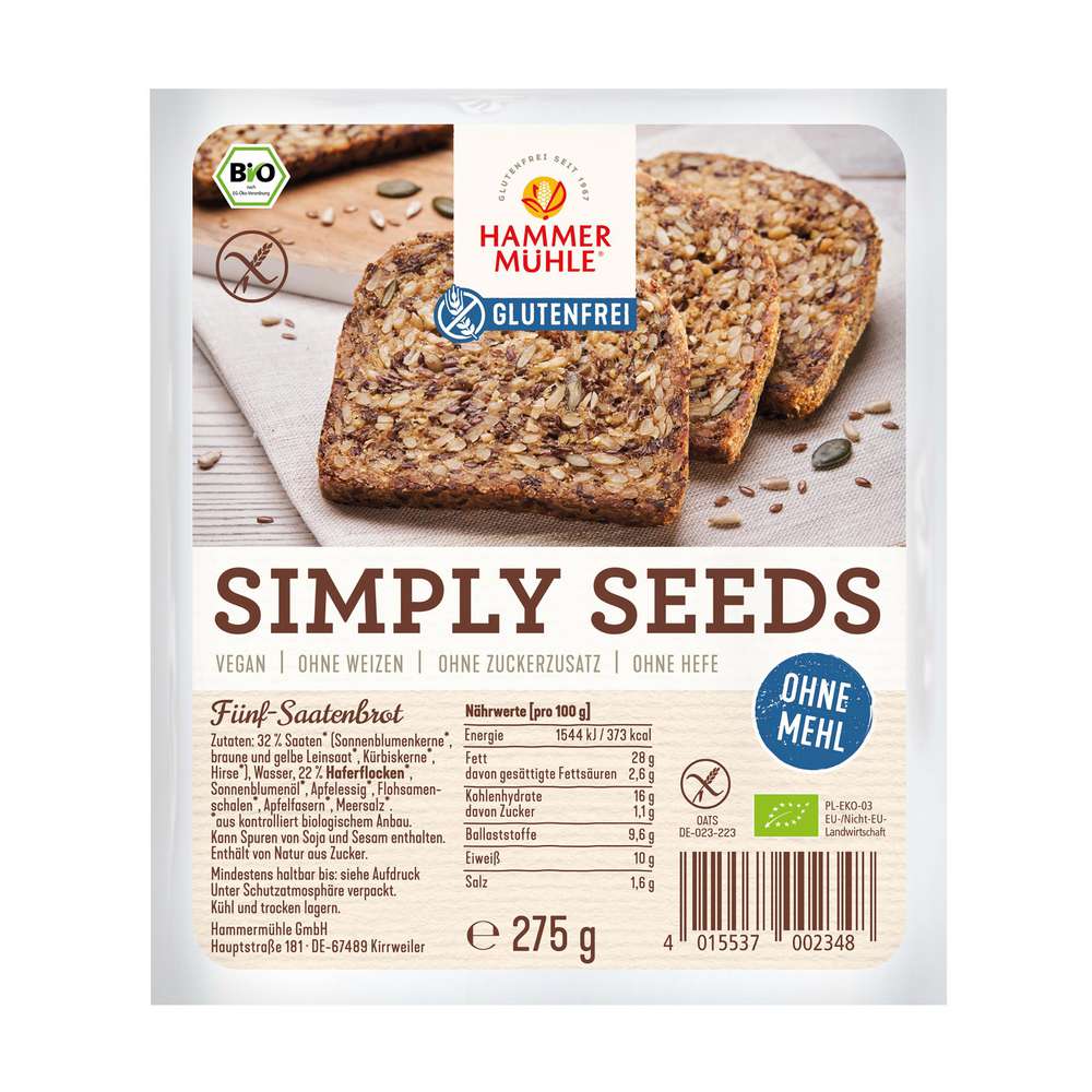 Produktabbildung Hammermühle Bio Simply Seeds, Fünf-Saatenbrot