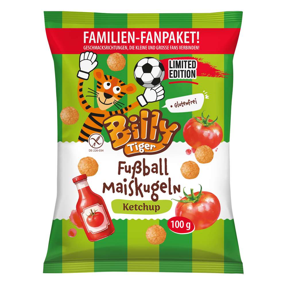 Produktabbildung Billy Tiger Maiskugeln Fußball, Ketchup