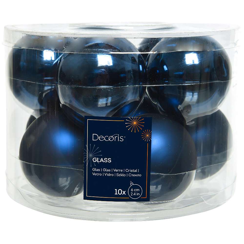 Produktabbildung Decoris Kugeln aus Glas, blau matt-glanz