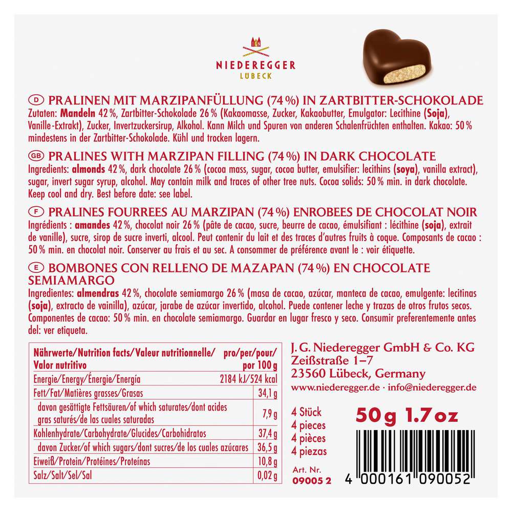 Produktabbildung Niederegger Marzipan Herzen