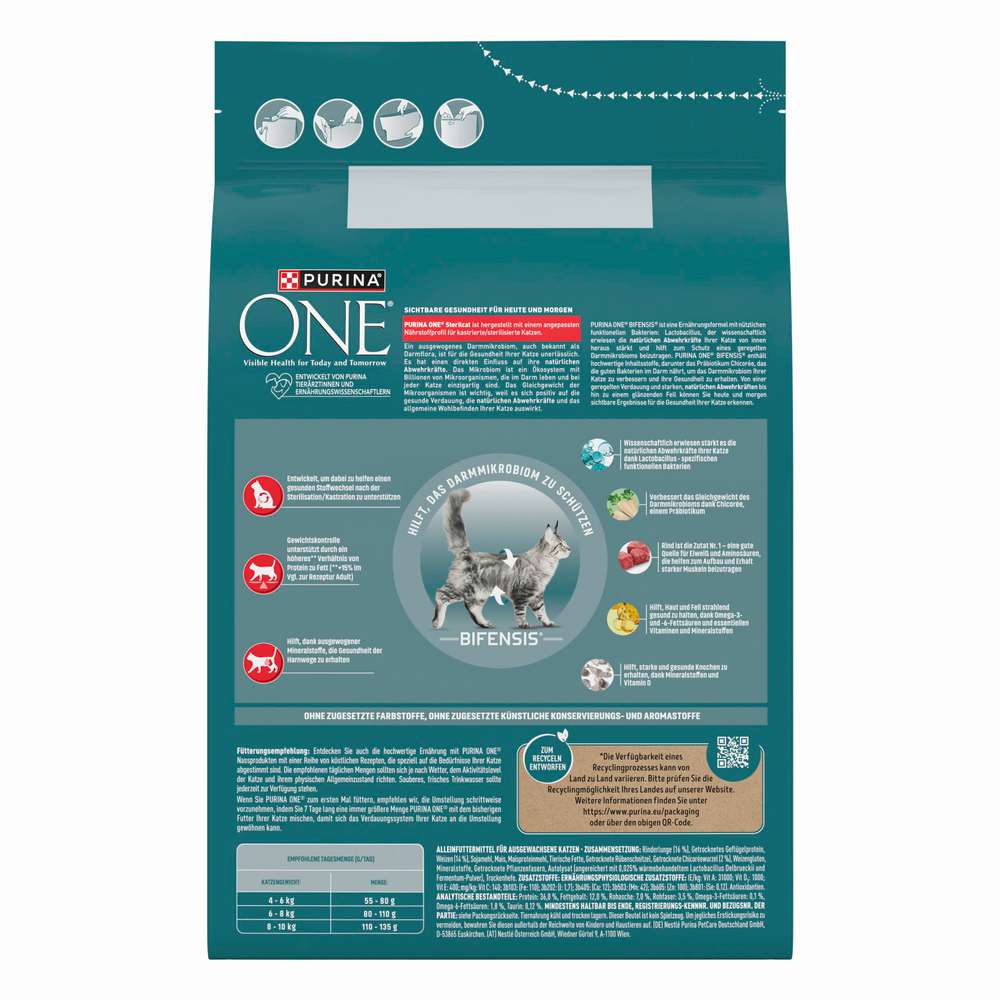 Produktabbildung Purina Katzen-Trockenfutter One, Bifensis, Sterilicat Rind