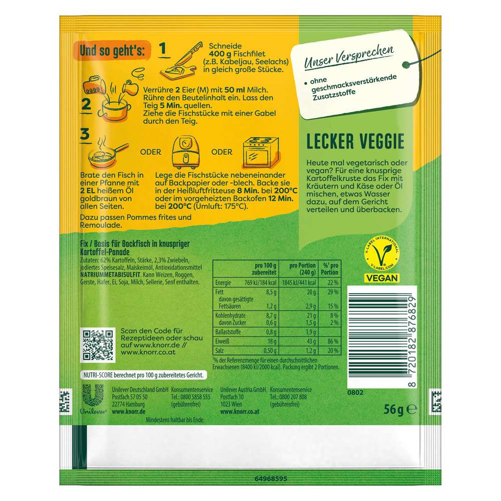 Produktabbildung Knorr Fix-Würzmischung, Backfisch