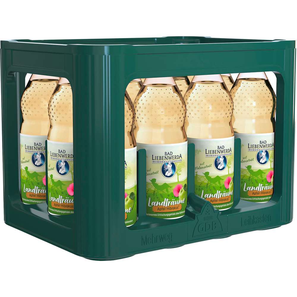Produktabbildung Bad Liebenwerda Landträume Apfel-Hibiskus Erfrischungsgetränk (12x 1,000 Liter)