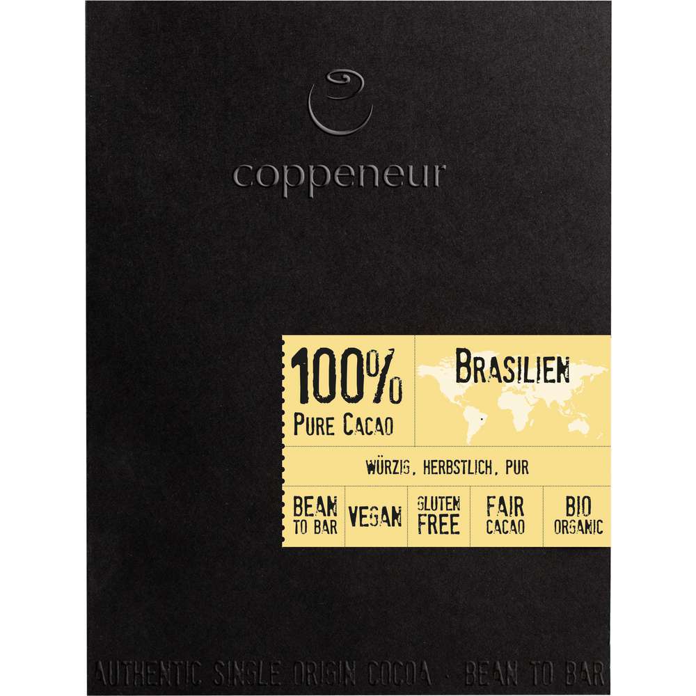 Produktabbildung coppeneur Bio Tafelschokolade Brasilien, 100% Cacao
