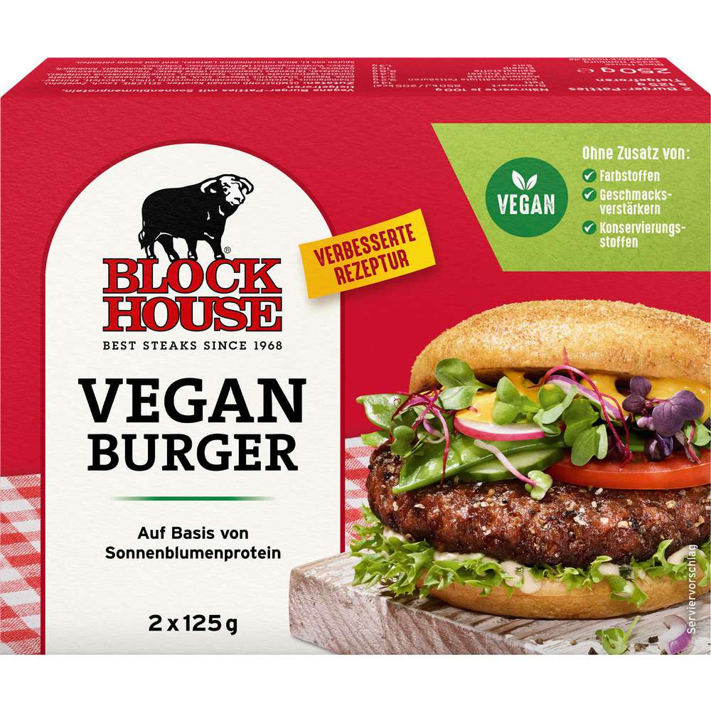 Produktabbildung Block House Burgerpatties vegan, tiefgekühlt