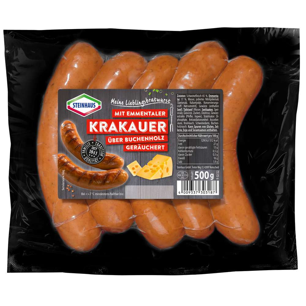 Produktabbildung Steinhaus Krakauer mit Emmentaler