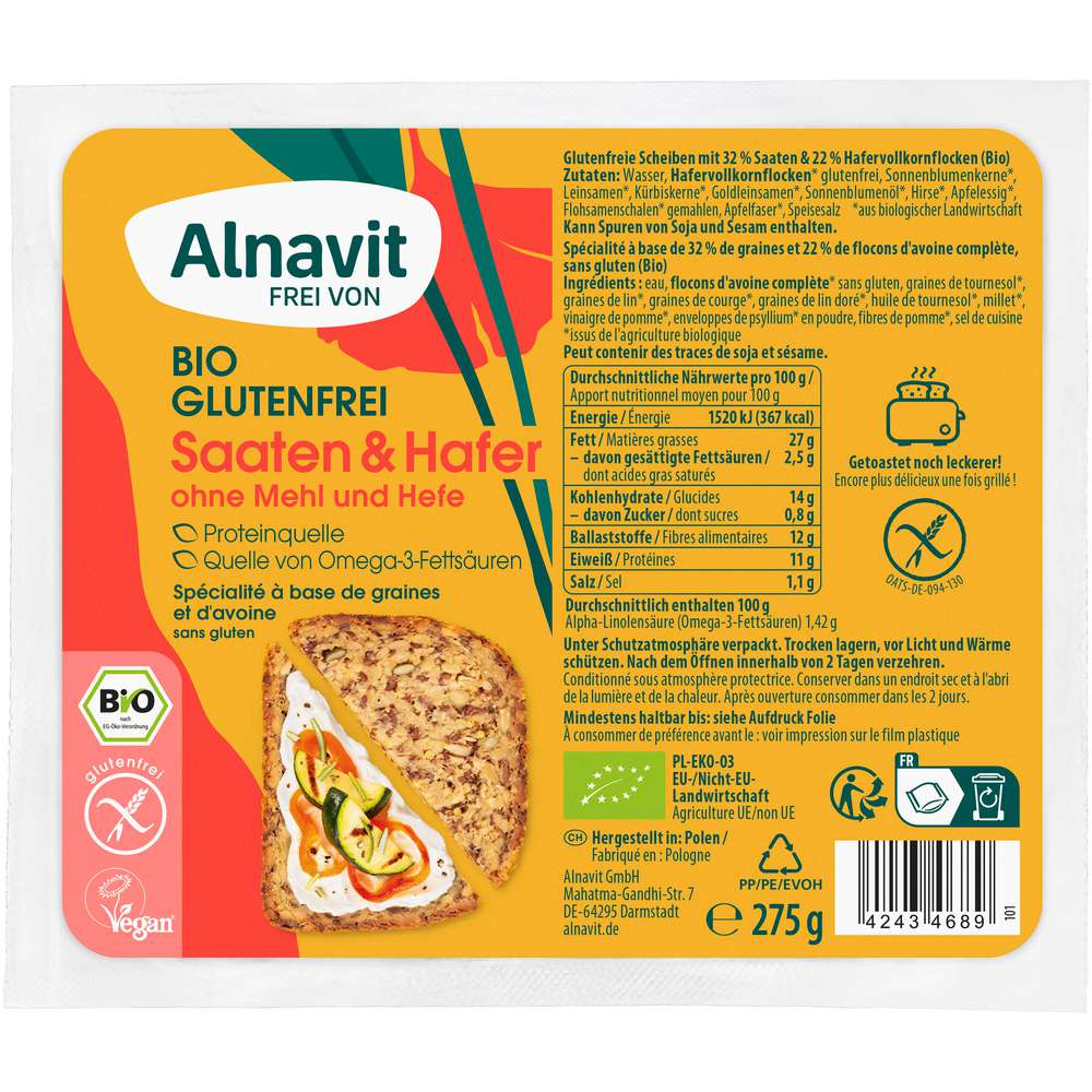 Produktabbildung Alnavit Bio Saatenbrot glutenfrei