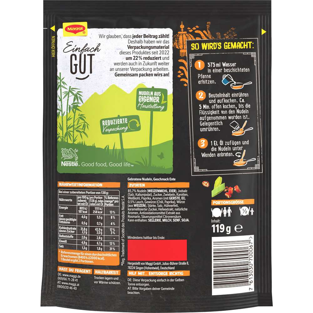 Produktabbildung Maggi Magic Asia Gebratene Nudeln mit Ente