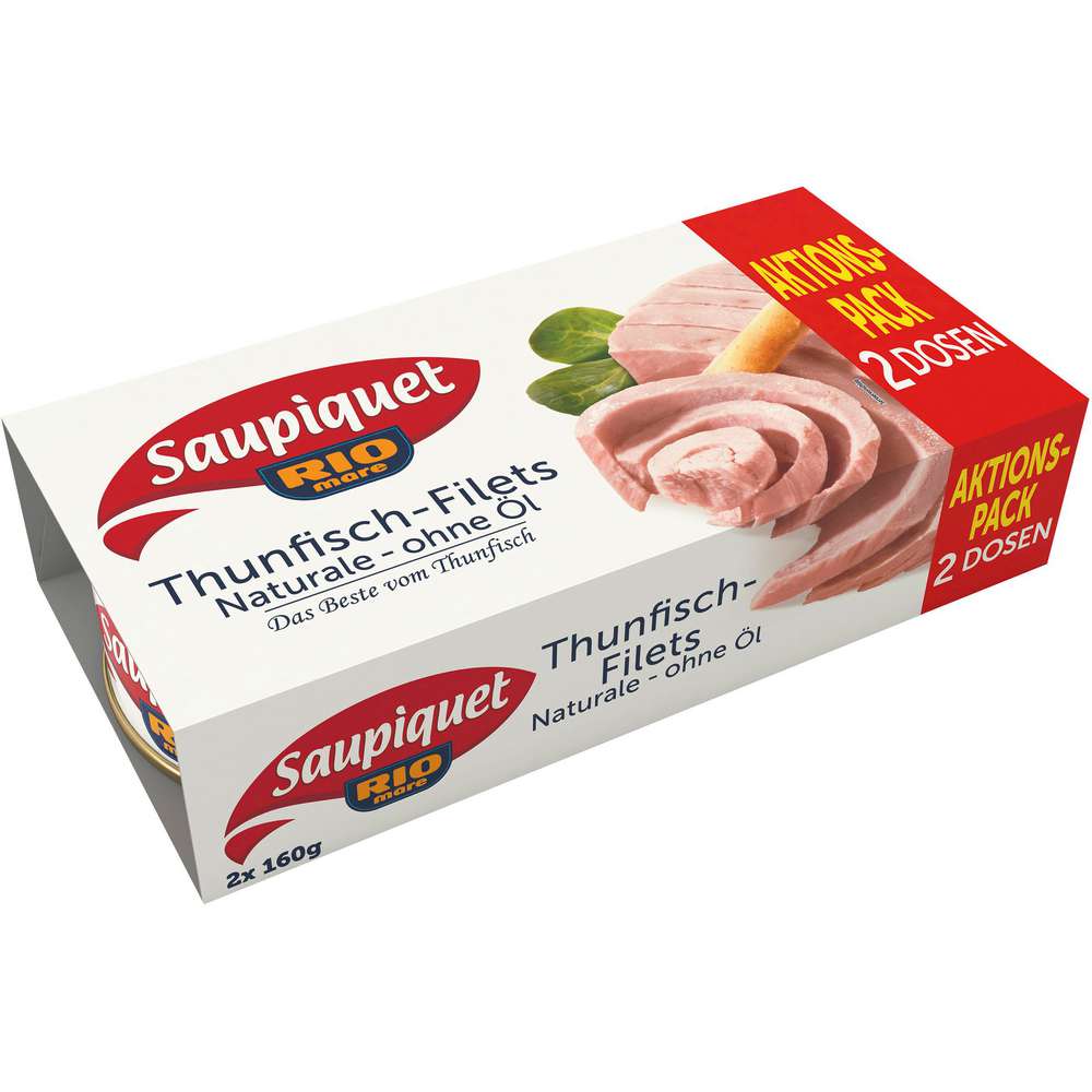 Produktabbildung Saupiquet Thunfisch-Filets, Naturale ohne Öl, 2er-Pack