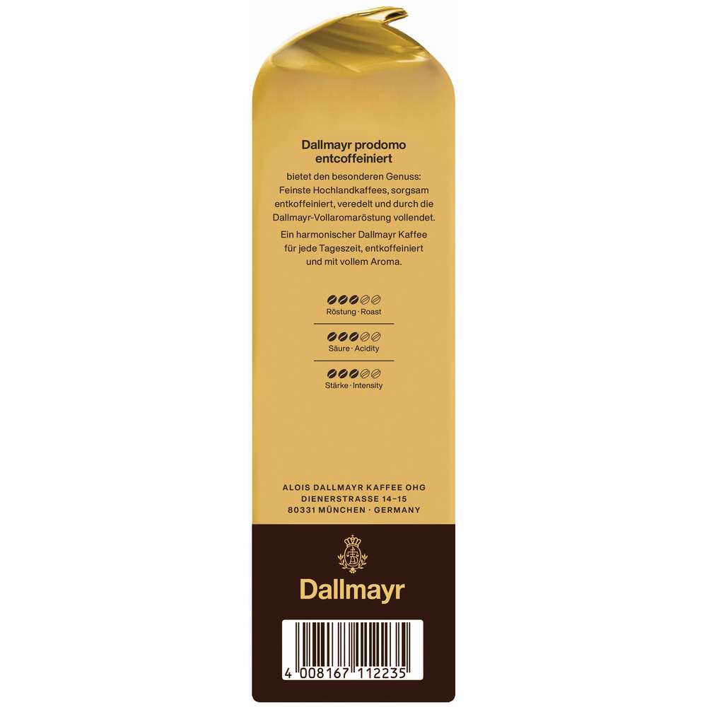 Produktabbildung Dallmayr Kaffee Prodomo entkoffeiniert, ganze Bohne