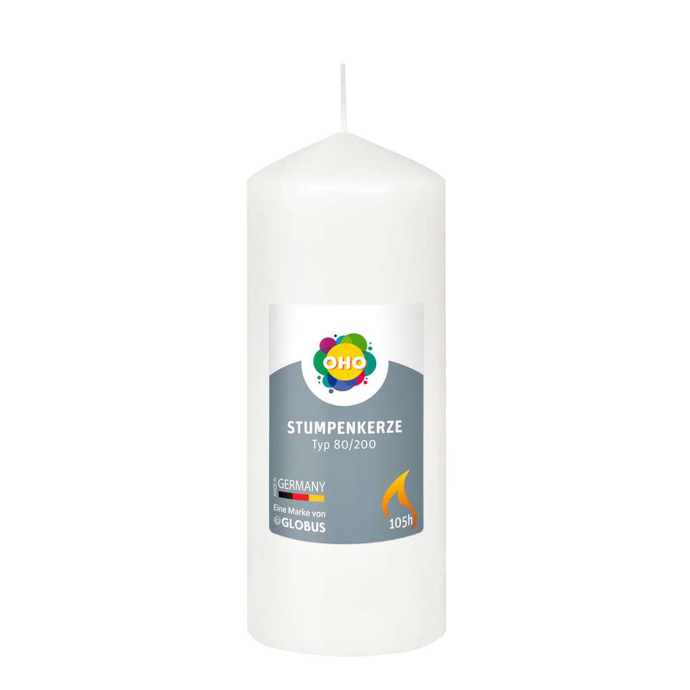 Produktabbildung OHO Stumpenkerze weiß 80/200