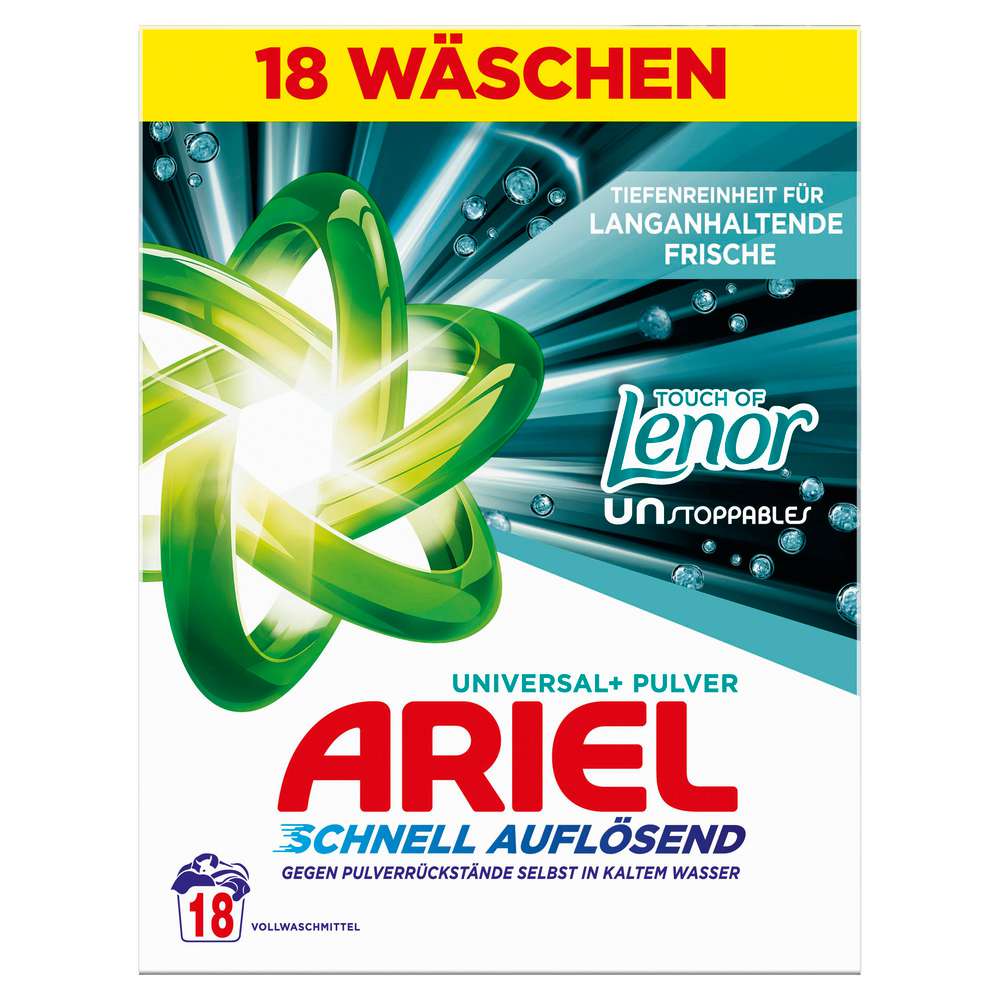Produktabbildung Ariel Universal-Waschmittel, Pulver, Lenor Unstoppables