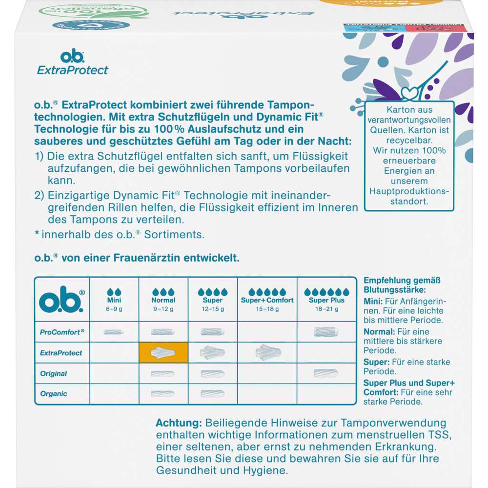Produktabbildung o.b. Tampons ExtraProtect, Normal