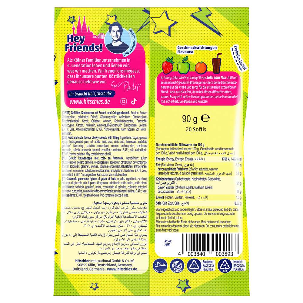 Produktabbildung Hitschler Kaubonbons Softi, Sour Brizzl Mix