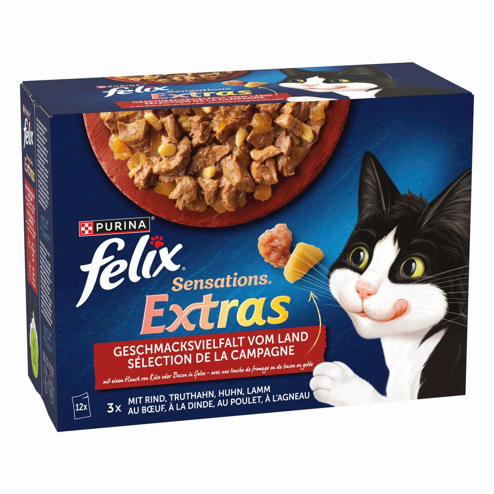 Produktabbildung Purina Katzen-Nassfutter Felix, Sensations Extras, Fleischvielfalt in Gelee