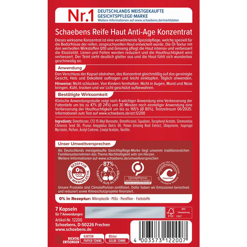 Produktabbildung Schaebens Anti-Age Konzentrat Reife Haut