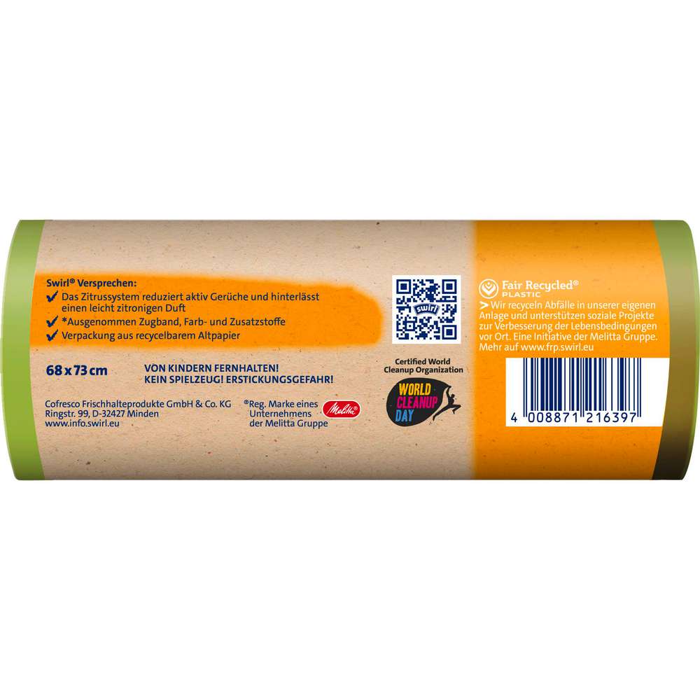 Produktabbildung Swirl Zugband-Müll-Beutel Aktive Frische, 8 x 60l