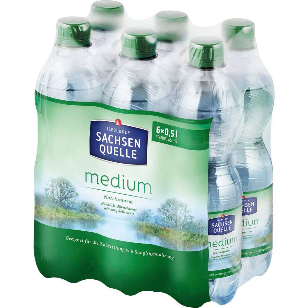Produktabbildung Ileburger Sachsen Quelle Mineralwasser, Medium (6x 0,500 Liter)