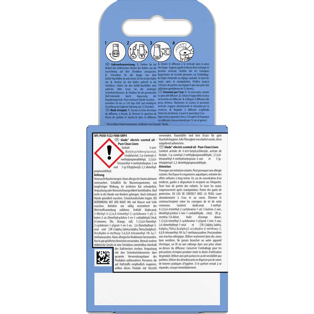 Produktabbildung Glade Duftstecker Electric Scented Oil Nachfüller, Clean Linen