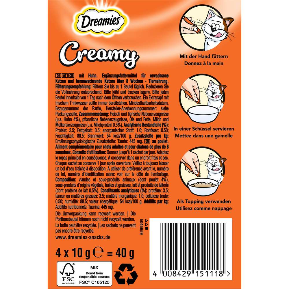 Produktabbildung Dreamies Katzen-Snack Creamy mit Huhn
