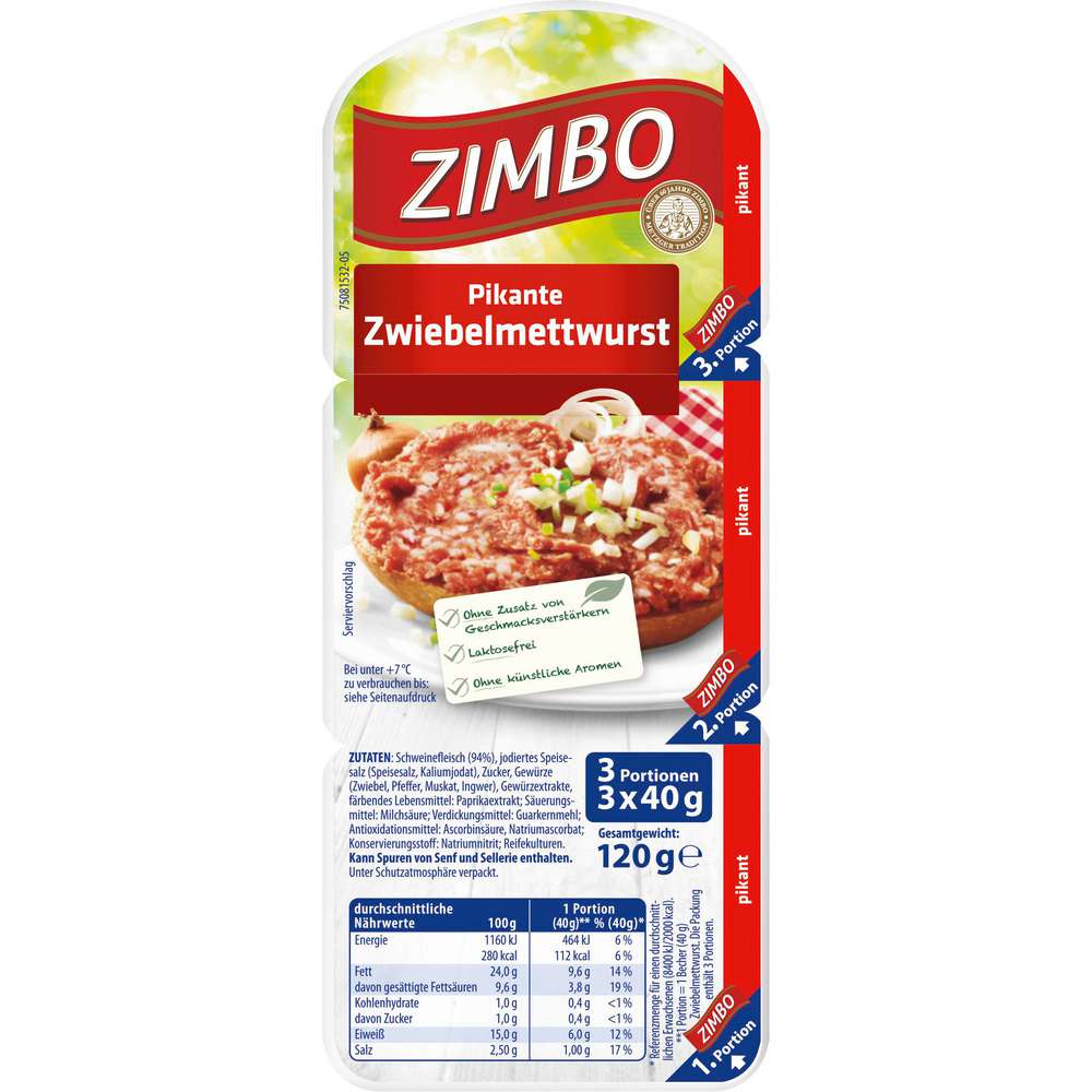 Produktabbildung Zimbo Pikante Zwiebel Mettwurst, fein
