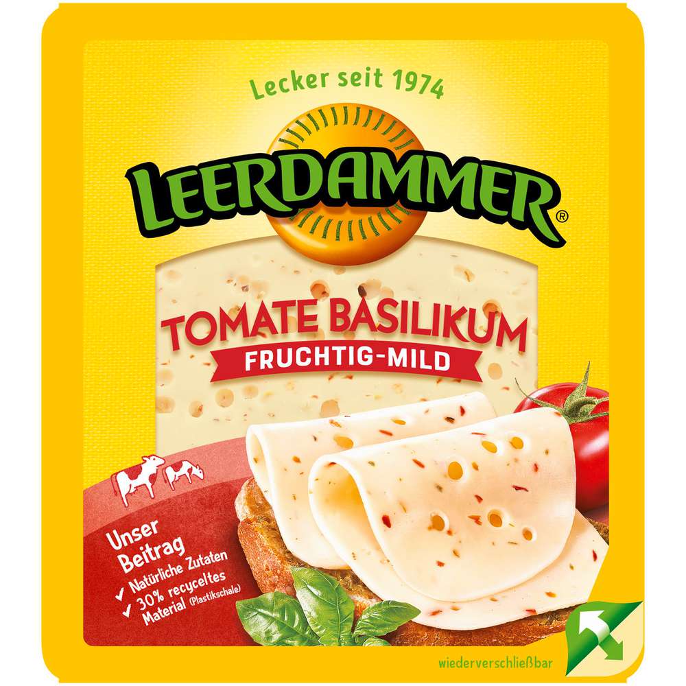 Produktabbildung Leerdammer Käsescheiben, Tomate Basilikum