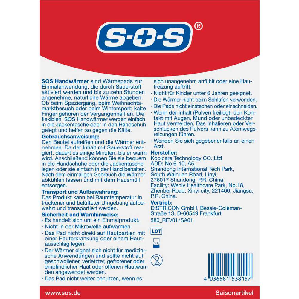 Produktabbildung SOS Handwärmer 