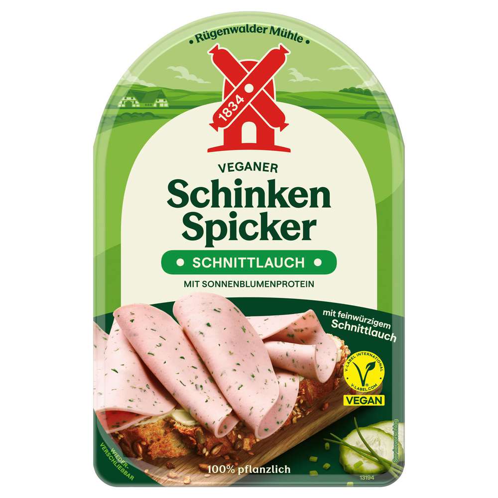 Produktabbildung Rügenwalder Mühle Brotaufschnitt Veganer Schinken Spicker, Schnittlauch