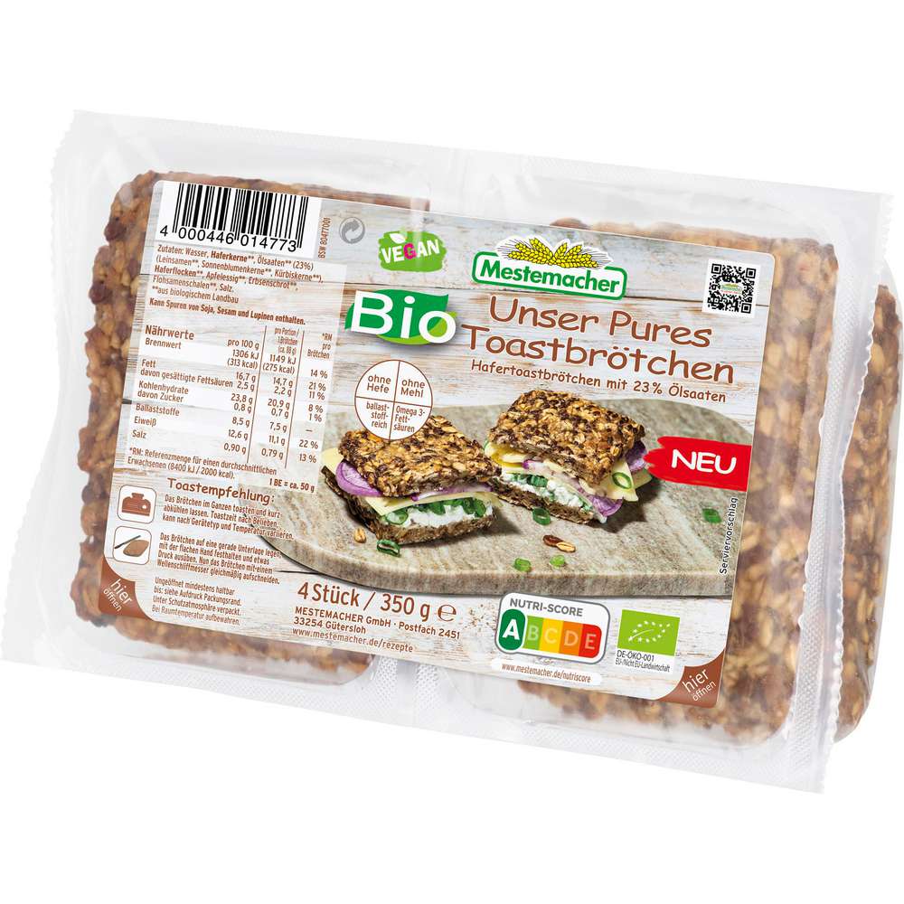 Produktabbildung Mestemacher Bio Toastbrötchen, Unser Pures